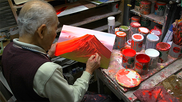カマキリの鎌さん専用 百瀬善明 「赤富士」 立体画 富士山 日本